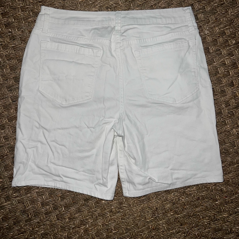 White Mid Rise Denim Shorts - Picture 3 of 8